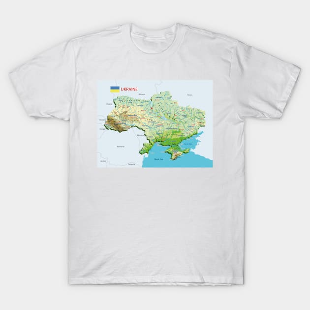 Topographic map of Ukraine T-Shirt by AliJun